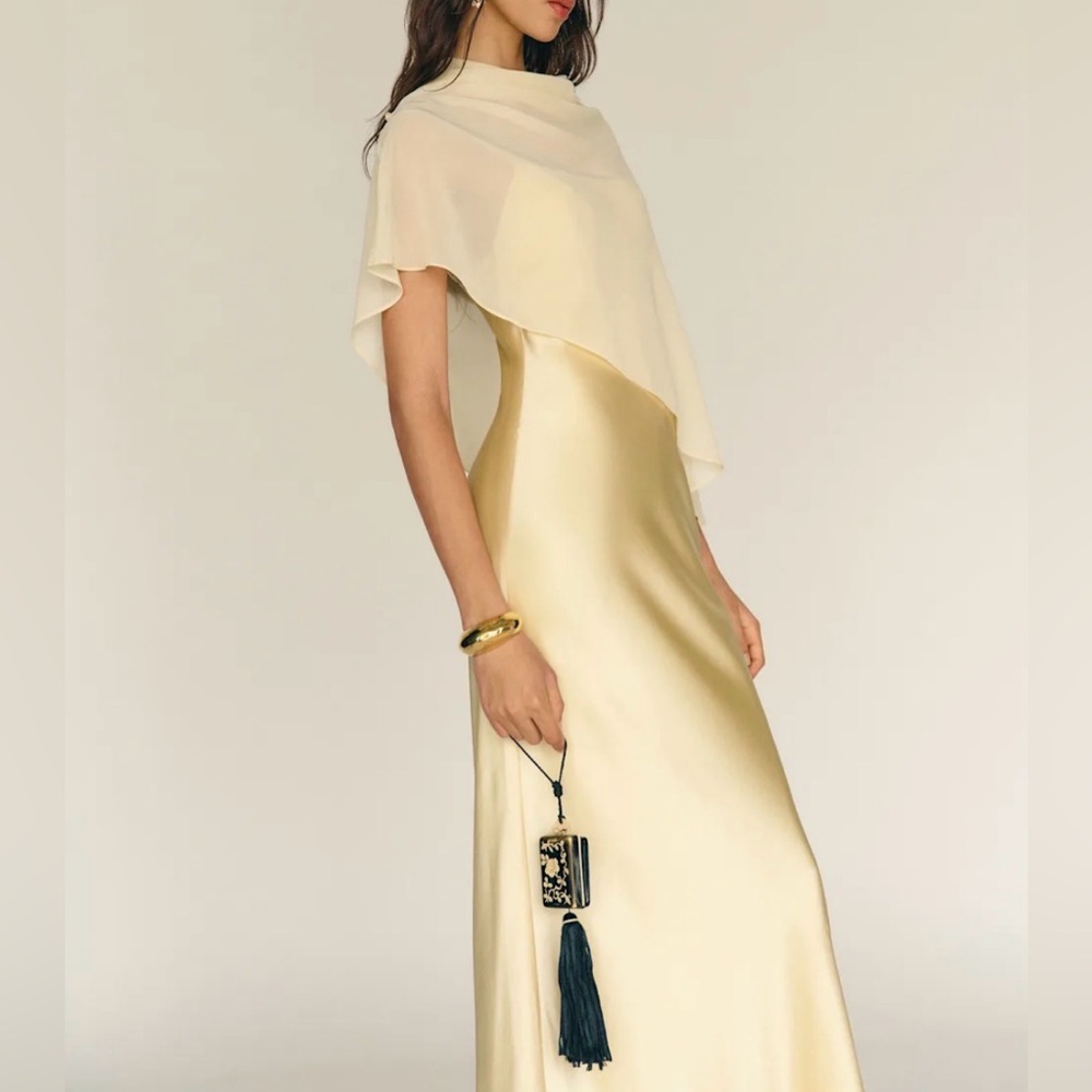 Reformation Lilibeth Silk Dress Blonde NEW NWT